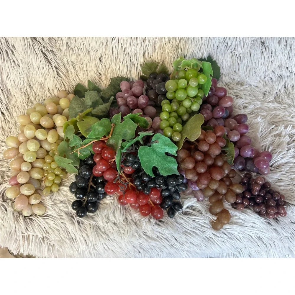 LARGE LOT OF Vintage Grape Clusters Rubber Mid Century Fake Fruit Decor VARIOUS